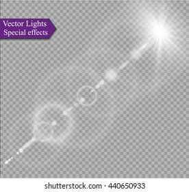 Vector transparent sunlight special lens flare light effect.