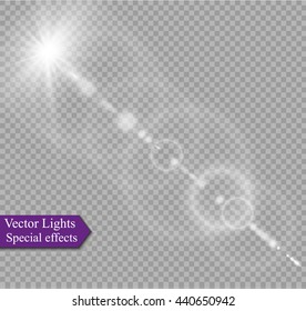 Vector transparent sunlight special lens flare light effect.