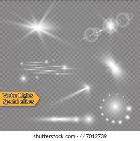Vector transparent sunlight special lens flare light effect.