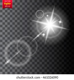 Vector transparent sunlight special lens flare light effect. Stock vector