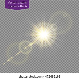 Vector transparent sunlight special lens flare light effect.