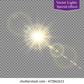 Vector transparent sunlight special lens flare light effect.