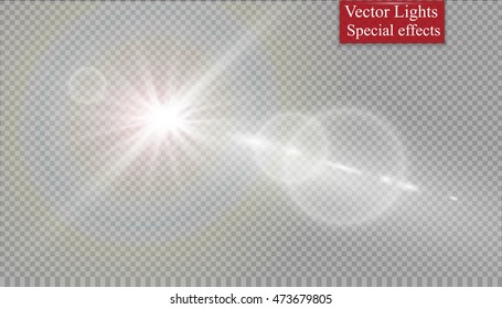 Vector transparent sunlight special lens flare light effect.