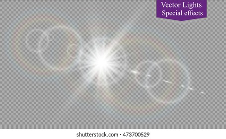 Vector transparent sunlight special lens flare light effect.