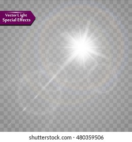 Vector transparent sunlight special lens flare light effect.