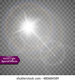 Vector transparent sunlight special lens flare light effect.