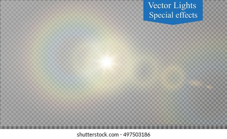Vector transparent sunlight special lens flare light effect.