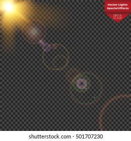 Vector transparent sunlight special lens flare light effect