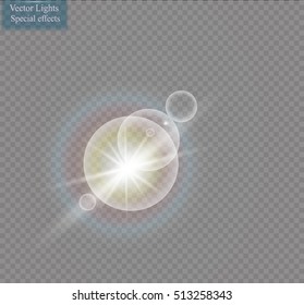 Vector transparent sunlight special lens flare light effect.