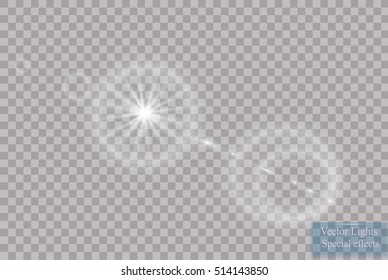 Vector transparent sunlight special lens flare light effect. Sun flash