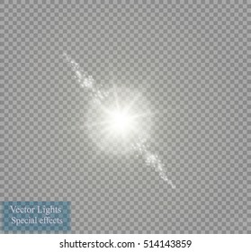Vector transparent sunlight special lens flare light effect. Sun flash