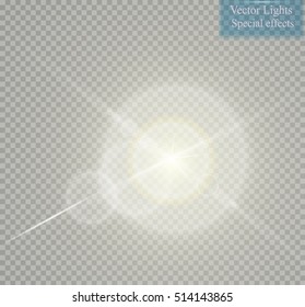Vector transparent sunlight special lens flare light effect. Sun flash