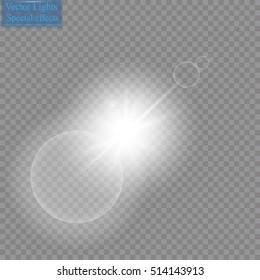 Vector transparent sunlight special lens flare light effect. Sun flash