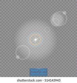 Vector transparent sunlight special lens flare light effect. Sun flash