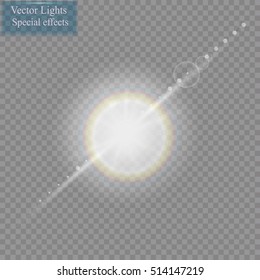 Vector transparent sunlight special lens flare light effect. Sun flash.