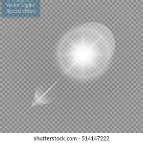 Vector transparent sunlight special lens flare light effect. Sun flash.