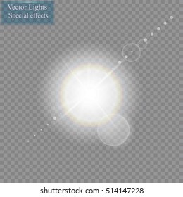 Vector transparent sunlight special lens flare light effect. Sun flash.