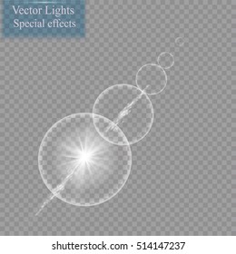 Vector transparent sunlight special lens flare light effect. Sun flash.