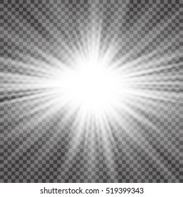 Vector transparent sunlight special lens flare light effect. Sun flash with rays and spotlight.