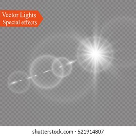 Vector transparent sunlight special lens flare light effect.