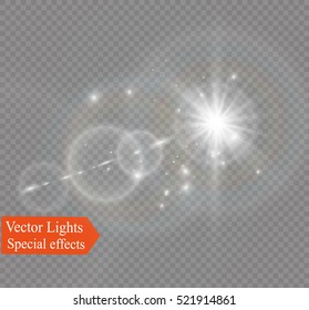 Vector transparent sunlight special lens flare light effect.