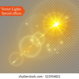 Vector transparent sunlight special lens flare light effect.