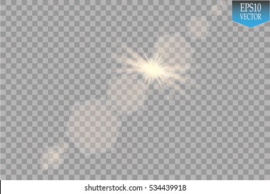 Vector transparent sunlight special lens flare light effect. Sun flash with rays and spotlight

