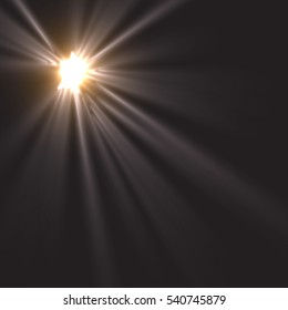 Vector transparent sunlight special lens flare light effect. Sun flash with rays and spotlight