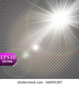 Vector transparent sunlight special lens flare light effect.