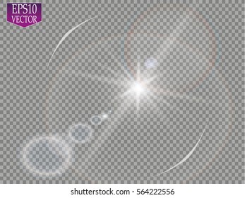 Vector transparent sunlight special lens flare light effect. Sun flash
