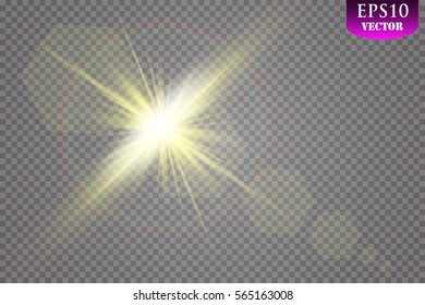 Vector transparent sunlight special lens flare light effect. Sun flash