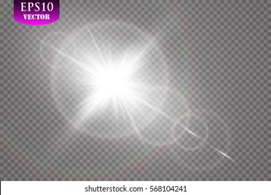 Vector transparent sunlight special lens flare light effect. Sun flash