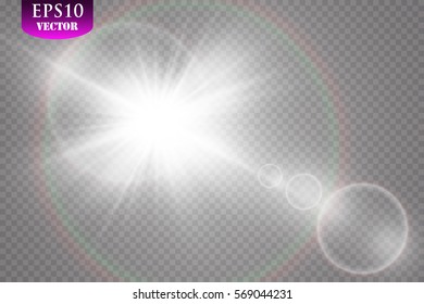 Vector transparent sunlight special lens flare light effect.