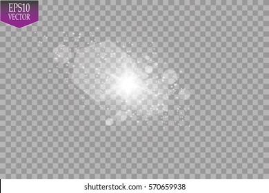 Vector transparent sunlight special lens flare light effect. Sun flash with rays and spotlight
