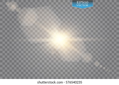 Vector transparent sunlight special lens flare light effect. Sun flash with rays and spotlight
