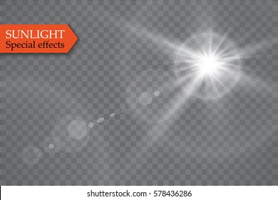 Efecto de luz especial de lente transparente de luz solar.