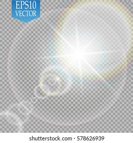 Vector transparent sunlight special lens flare light effect. Sun flash
