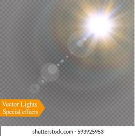 Vector transparent sunlight special lens flare light effect.