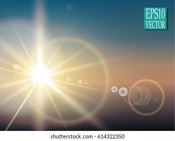 Vector transparent sunlight special lens flare light effect. Sun flash
