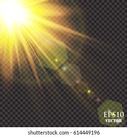 Vector transparent sunlight special lens flare light effect.