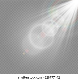 Vector transparent sunlight special lens flare light effect.