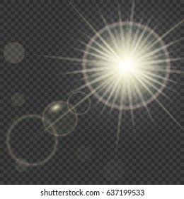 Vector transparent sunlight special lens flare light effect. Sun flash