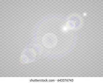 Vector transparent sunlight special lens flare light effect. Sun flash with rays and spotlight. The glow lighting effect. Star burst with sparkles. The sun's rays, glare