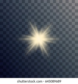 Vector transparent sunlight special lens flare light effect. Sun flash with rays and spotlight. The glow lighting effect. Star burst with sparkles. The sun's rays, glare