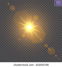 Vector transparent sunlight special lens flare light effect.