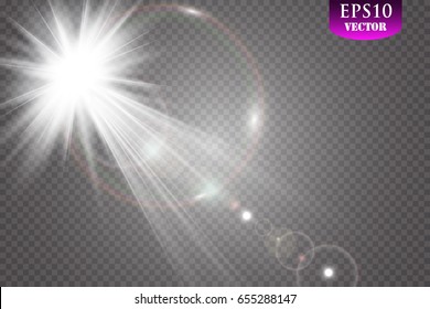 Vector transparent sunlight special lens flare light effect.