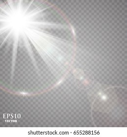 Vector transparent sunlight special lens flare light effect.