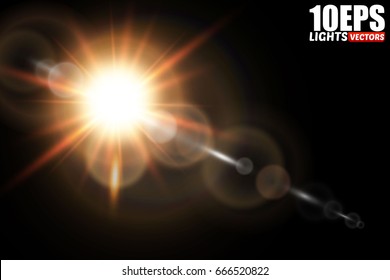 Vector transparent sunlight special lens flare light effect.
