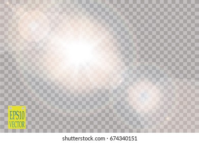 Vector transparent sunlight special lens flare light effect.