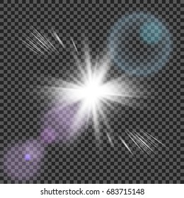 Vector transparent sunlight special lens flare light effect.